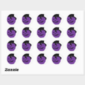 Sticker Rond Chat Noir Sur Un Citrouille Violet (Feuille)