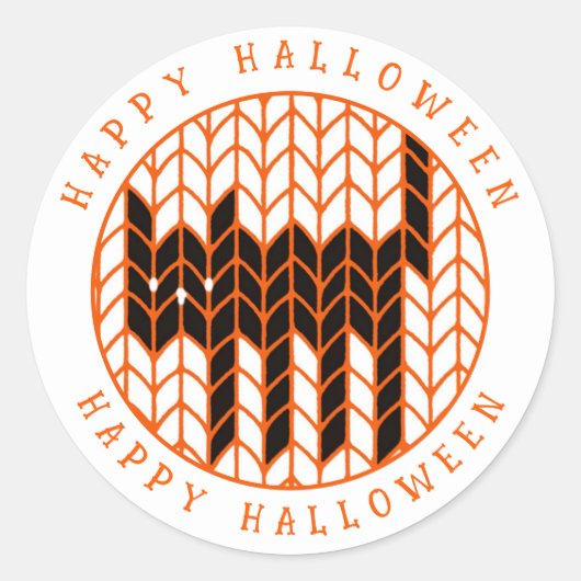 Sticker Rond CHAT NOIR TRICOTÉ Grande enveloppe ronde avec ferm (Devant)