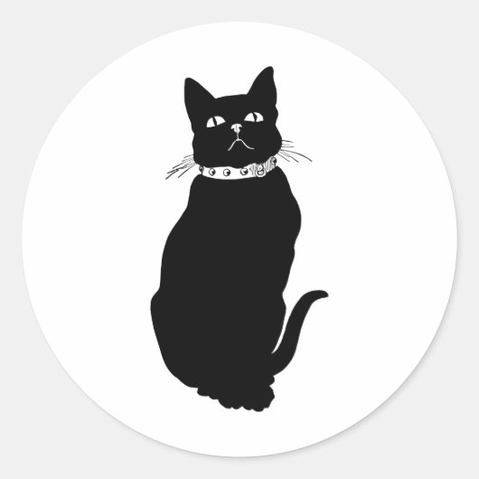 Sticker Rond Chat noir vintage (Devant)