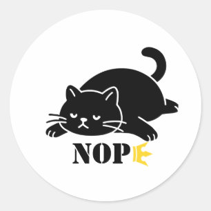 Sticker Rond Chat NON Chat Drôle pour les Amoureux des Chats