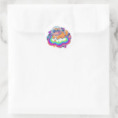 Sticker Rond Chat orange astronaute cool dans l'espace sur un n (Sac)
