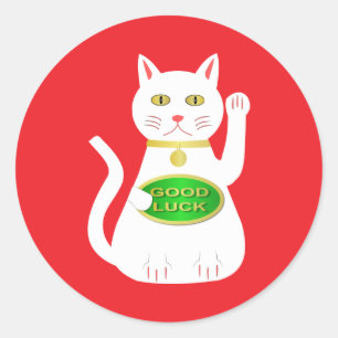 Sticker Rond Chat Oriental Lucky