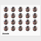 Sticker Rond Chat patriote étoilé (Feuille)
