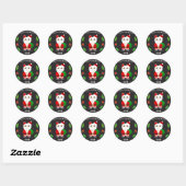 Sticker Rond Chat Père Noël Lucky (Feuille)