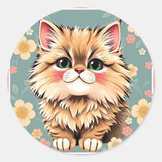 Sticker Rond Chat persan jouant (Devant)