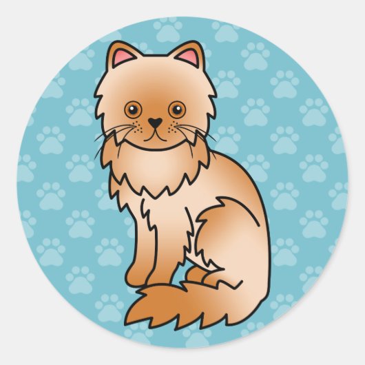 Sticker Rond Chat Persan Rouge (Devant)