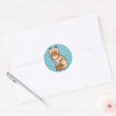 Sticker Rond Chat Persan Rouge (Enveloppe)