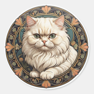 Sticker Rond Chat Perse Art Nouveau