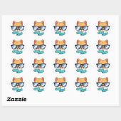 Sticker Rond Chat portant des lunettes de soleil (Feuille)