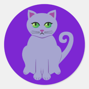 Sticker Rond Chat pourpre