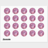 Sticker Rond Chat Princesse Gâtée en Train d'Envoyer des Textos (Feuille)