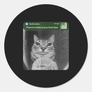 Sticker Rond Chat qui sonne avec mème de mouvement