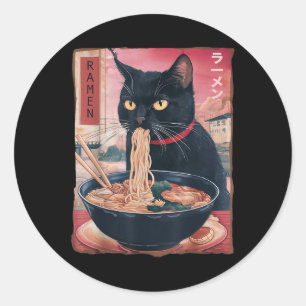 Sticker Rond Chat Ramen Noodle japonais Anime Kawaii Cadeaux Ho