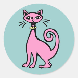 Sticker Rond Chat rétro - Customisé