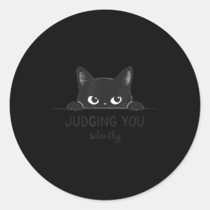 Sticker Rond Chat Rétro Drôle Ca Vous Jugé Silencieusement Vint