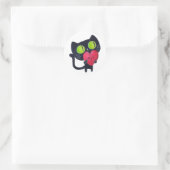 Sticker Rond Chat romantique embrassant Red Cute Heart (Sac)