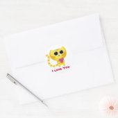 Sticker Rond Chat romantique mignon avec coeur (Enveloppe)