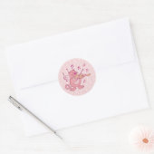 Sticker Rond Chat rose avec Violon (Enveloppe)