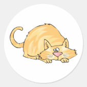 Sticker Rond Chat roux tabby en train de bondir (Devant)
