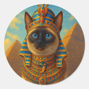 Sticker Rond Chat royal égyptien pharaon dans le désert