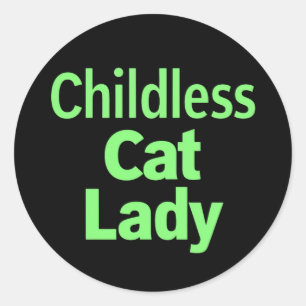 Sticker Rond Chat sans enfant, dame drôle Vote 2024