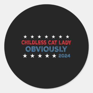 Sticker Rond Chat sans enfant Dame Évidemment drôle 2024