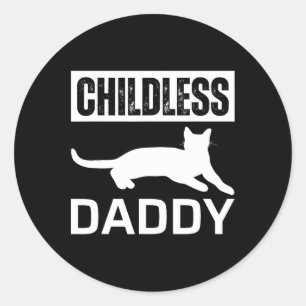 Sticker Rond Chat sans enfant papa 2024