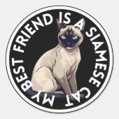 Sticker Rond Chat Siamese meilleur ami (Devant)