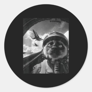 Sticker Rond Chat siamois hilarant d'avion à réaction Pilote Se
