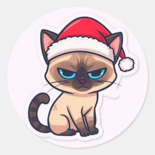 Sticker Rond chat siamois Noël