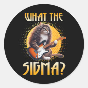 Sticker Rond Chat Sigma Chemise Funny Sigma Brainrot Mème Rizz 