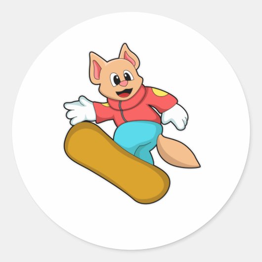 Sticker Rond Chat Snowboard Sports (Devant)
