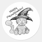 Sticker Rond Chat sorcier Halloween (Devant)