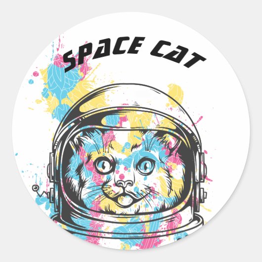 Sticker Rond Chat spatial (Devant)