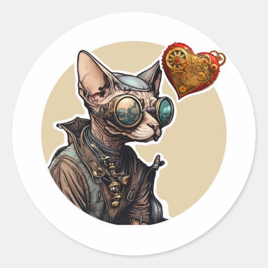 Sticker Rond Chat Sphynx (Devant)