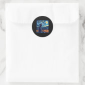 Sticker Rond Chat Starry Nuit Van Gogh Chat Pour Amoureux des c (Sac)