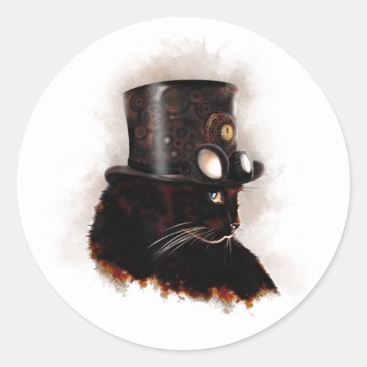 Sticker Rond Chat steampunk (Devant)