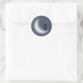 Sticker Rond Chat sur la Lune (Sac)