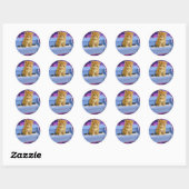 Sticker Rond Chat sur le piano bleu (Feuille)