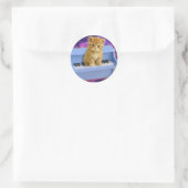 Sticker Rond Chat sur le piano bleu (Sac)