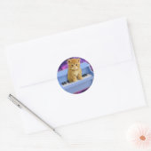 Sticker Rond Chat sur le piano bleu (Enveloppe)