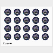 Sticker Rond Chat sur synthétiseur dans l'espace (Feuille)