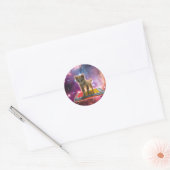 Sticker Rond Chat sur synthétiseurs dans l'espace (Enveloppe)