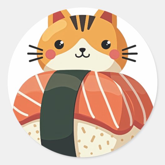 Sticker Rond Chat Sushi (Devant)