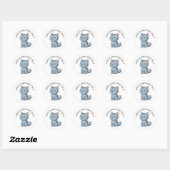 Sticker Rond Chat tabby gris grincheux Texte personnalisé (Feuille)