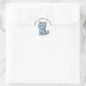 Sticker Rond Chat tabby gris grincheux Texte personnalisé (Sac)