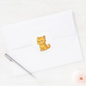 Sticker Rond Chat Tabby Orange Cute (Enveloppe)