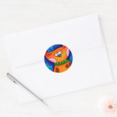 Sticker Rond Chat Tabby Orange Souriant (Enveloppe)