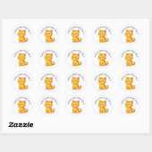 Sticker Rond Chat tigré orange grincheux Texte personnalisé (Feuille)