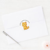 Sticker Rond Chat tigré orange grincheux Texte personnalisé (Enveloppe)